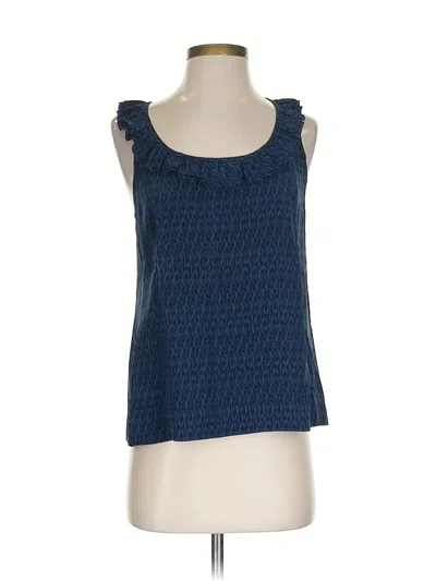 Pre-owned Martin + Osa Sleeveless Silk Top Blue Square Neckline Tops