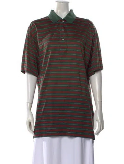 Pre-owned Martin Striped Collar Polo Shirt In Green