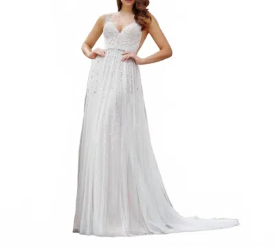 Martin Thornburg Stanza Open Back Wedding Gown In Ivory/champagne In White