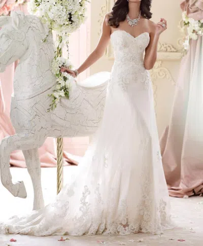 Martin Thornburg Strapless Wedding Gown In Ivory In White