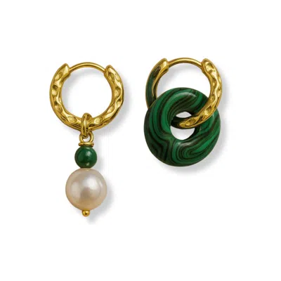 Martina Rozenberg Smira Jewelry Women's Gold / Green Malachite 925 Earrings In Multi