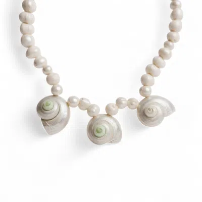 Martina Rozenberg Smira Jewelry Women's Neutrals Shell Pearl Necklace In Yellow