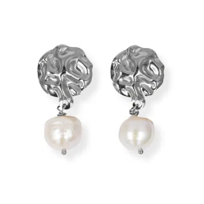 Martina Rozenberg Smira Jewelry Women's Ondaluz - Statement Pearls Earrings Silver