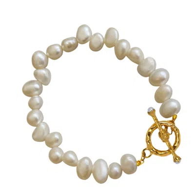 Martina Rozenberg Smira Jewelry Women's White / Gold Irregular Pearl Bracelet