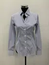Martina Venti Dodici Microstripe Shirt In Navy/white In Multi
