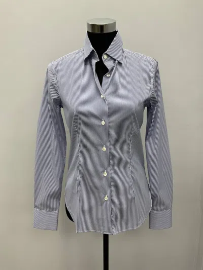 Martina Venti Dodici Microstripe Shirt In Navy/white In Multi