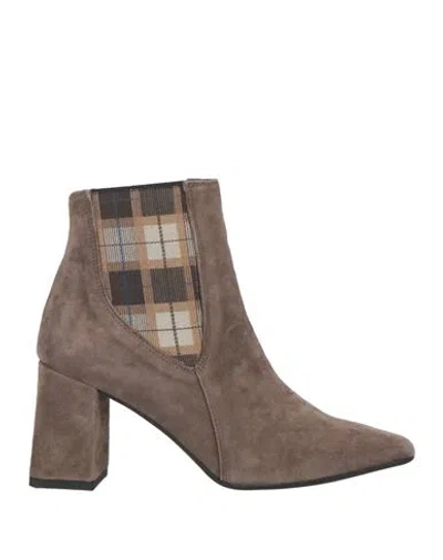 Martina Woman Ankle Boots Khaki Size 8 Leather In Beige