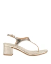 Martina Woman Thong Sandal Platinum Size 6 Leather In Grey
