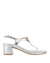 Martina Woman Thong Sandal Silver Size 6 Leather