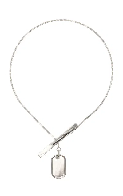 Martine Ali Long Tie Clip Sterling Silver Chain Necklace