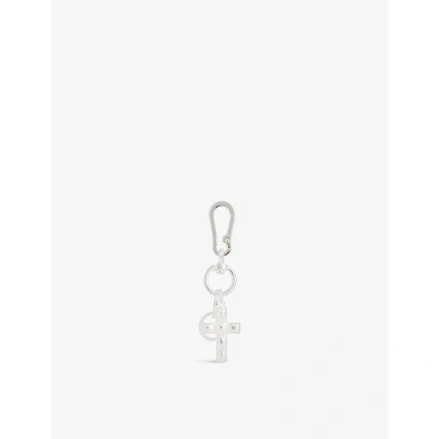 Martine Ali Mens Silver Dimitra Cross-charm 925 Sterling-silver Plated Brass Keyring