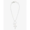 MARTINE ALI DIMITRA CROSS-PENDANT 925 STERLING-SILVER PLATED BRASS NECKLACE
