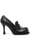 Martine Rose 100mm Bulb-toe Leather Pumps In Black