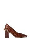 Martine Rose 65mm Crocodile-embossed Block-heel Pumps In Brown
