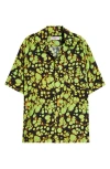 Martine Rose Green Bowling Shirt With Abstract Pattern In Green Marble