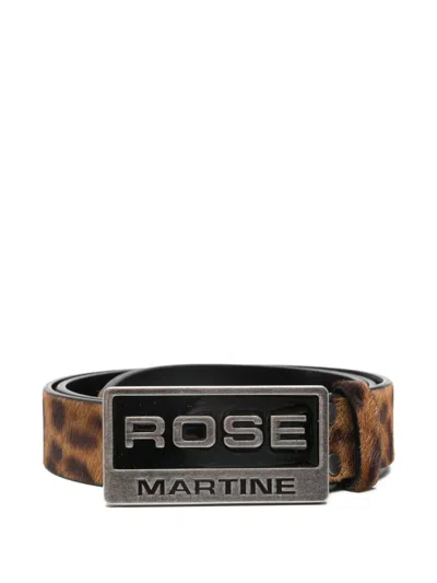 Martine Rose Animal-print Buckle Belt In Brown