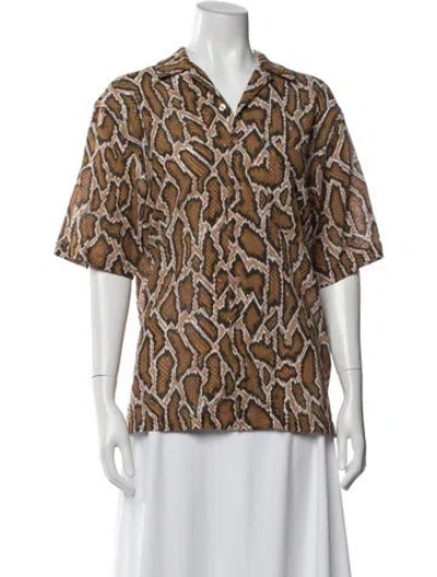 Pre-owned Martine Rose Animal Print Short Sleeve Top In Brown
