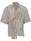 Martine Rose Striped Asymmetric Button-down Shirt In Yellow
