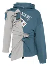 Martine Rose Asymmetrical Tie-detail Cotton Hoodie In Gray