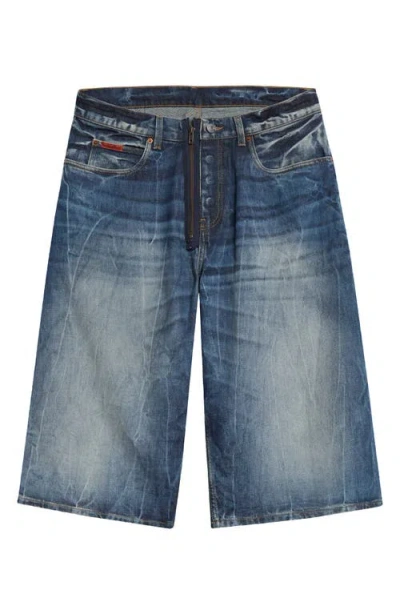 Martine Rose Baggy Denim Shorts In Blue Acid