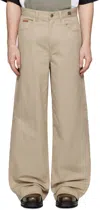 MARTINE ROSE BEIGE SPORTS CHINO TROUSERS