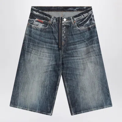 Martine Rose Bermuda In Denim Blu Acid Men In Blue
