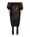 Martine Rose Black Biker Leather Midi Skirt In Black