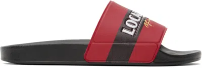 Martine Rose Black & Red 'local Hero' Pool Slides