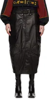Martine Rose Black Biker Leather Midi Skirt In Blk Black