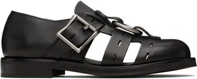 MARTINE ROSE BLACK BONDAGE BELT SANDALS