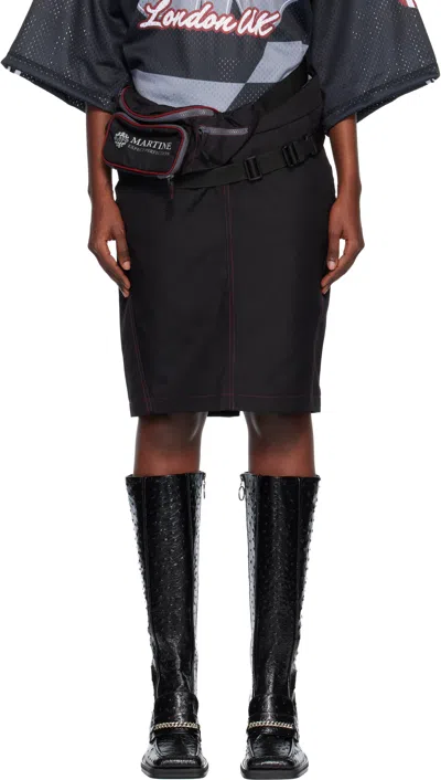 MARTINE ROSE BLACK BUMBAG MINISKIRT