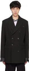 Martine Rose Striped Blazer Buttoned Cuffs In Black Pinstripe