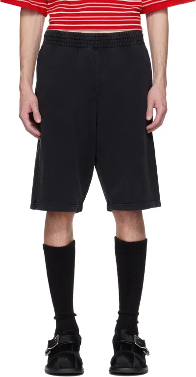 Martine Rose Black Logo Shorts In Black Washed