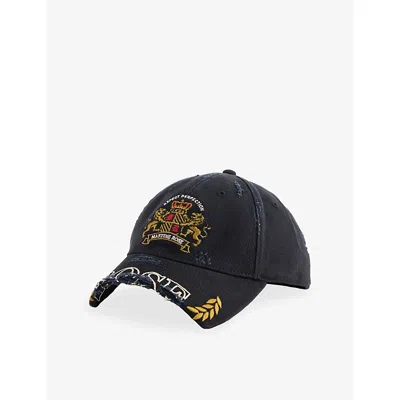 Martine Rose Black Washed Cropped-peak Embroidered Cotton Baseball Cap