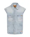 Martine Rose Men's Multi-pocket Denim Waistcoat In Blue