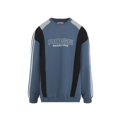 MARTINE ROSE BLUE AGEAN COTTON PANELLED SWEATSHIRT