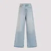 MARTINE ROSE BLUE BLEACHED WASH COTTON EXTENDED WIDE LEG JEANS