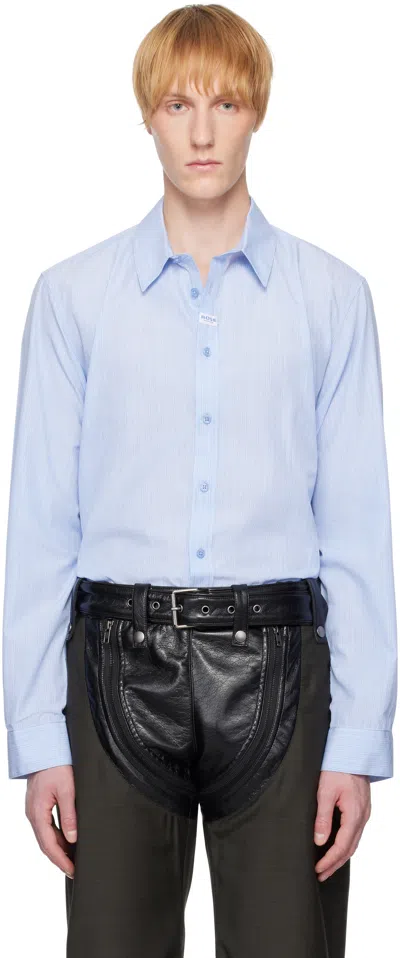 Martine Rose Blue Classic Shirt In Blue-white Stripe