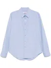 Martine Rose Striped Cotton Poplin Shirt With Long Sleeves In Blue