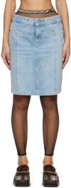 Martine Rose Blue Narrow Front Denim Miniskirt In Bleached Wash