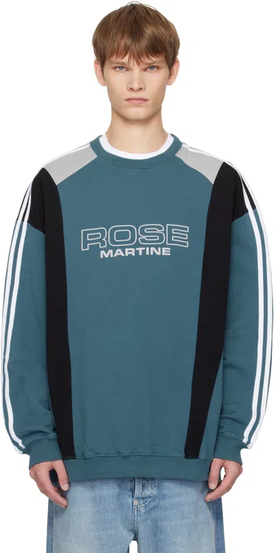 MARTINE ROSE BLUE PANELLED SWEATSHIRT