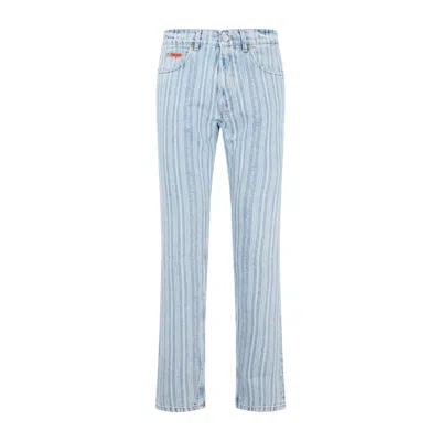 Martine Rose Blue Pinstripe Straight Leg Cotton Jeans