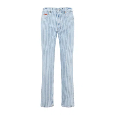 Martine Rose Blue Pinstripe Straight Leg Cotton Jeans