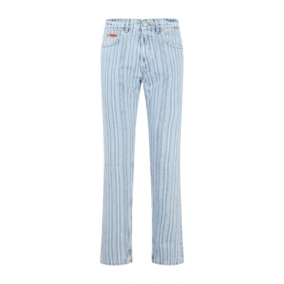 MARTINE ROSE MARTINE ROSE BLUE PINSTRIPE STRAIGHT LEG COTTON JEANS