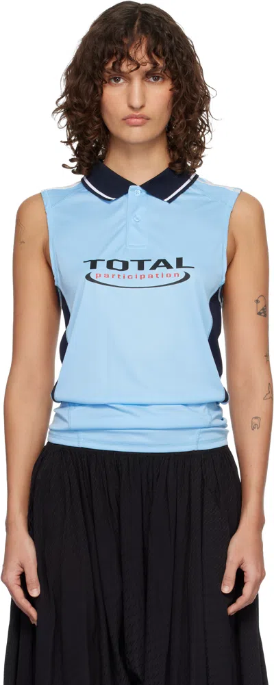 Martine Rose Blue Shrunken Stretch Football Vest Tank Top