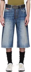 Martine Rose Blue Zip Denim Shorts In Blue