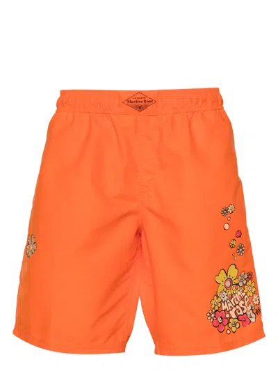 Martine Rose Board Floral-print Swim Shorts In Orange