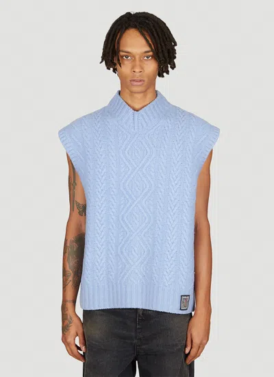 Martine Rose Boiled Cable Vest In Blue