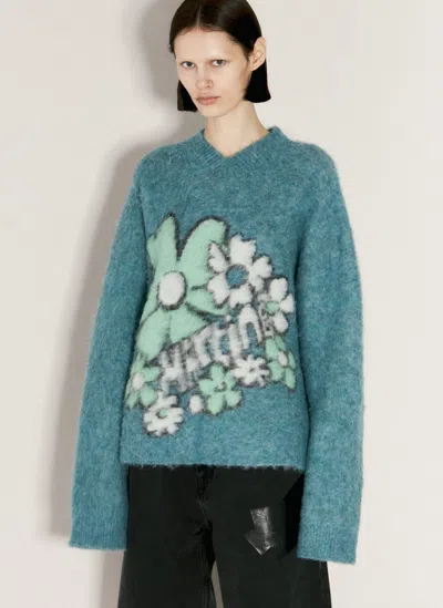 Martine Rose Boxy V Neck Sweater In Blue