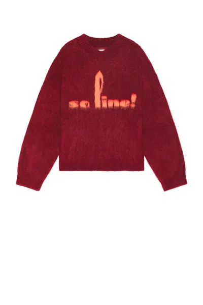 Martine Rose Brushed Mohair V-neck Jumper In Red Burgundy